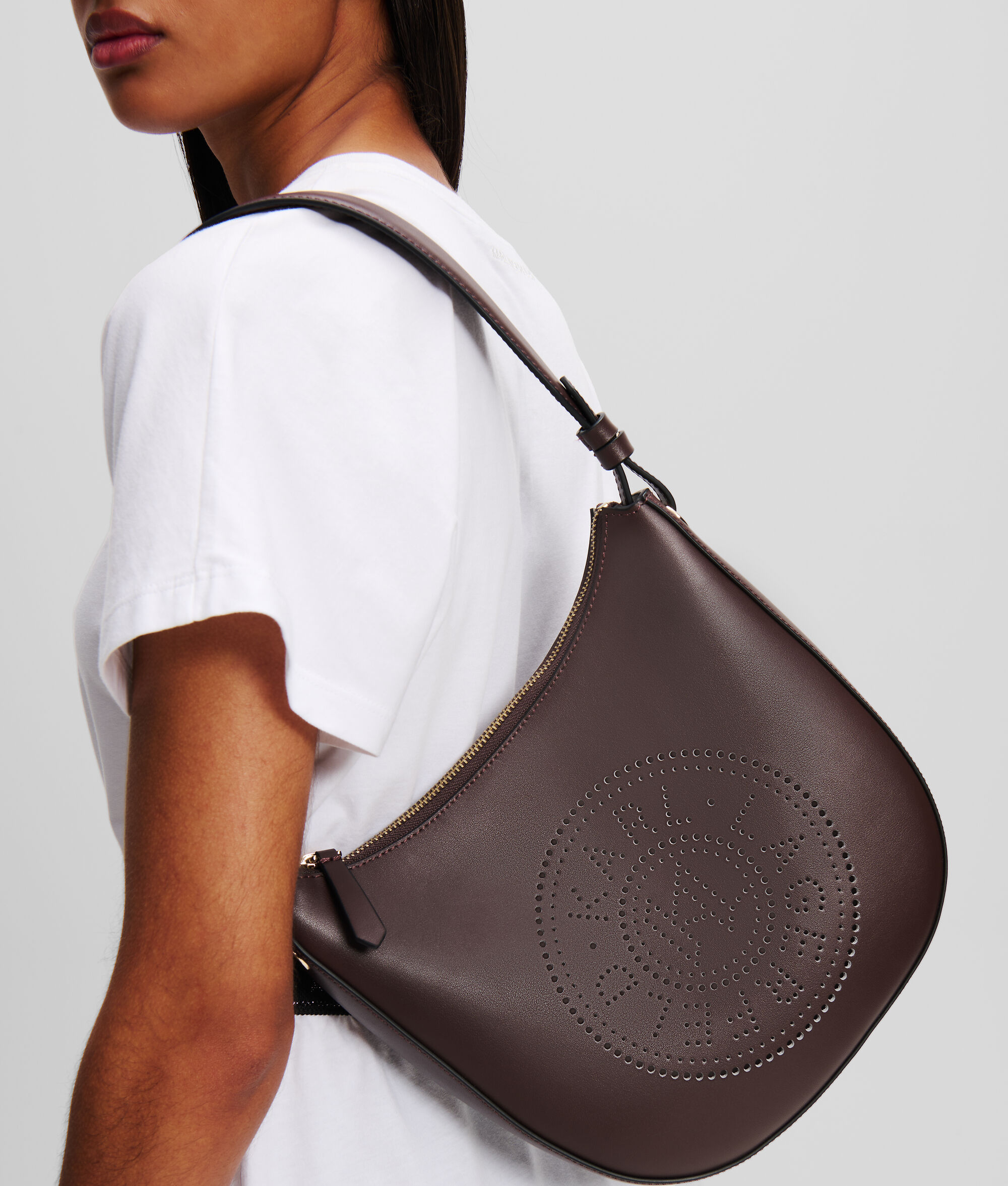 (image for) Dependable K/Circle Perforated Moon Shoulder Bag